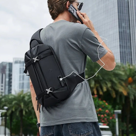Umhängetasche für Herren ⎜ Wasserabweisende Crossbody-Tasche aus Oxford-Gewebe mit Verstellbarem Tragesystem