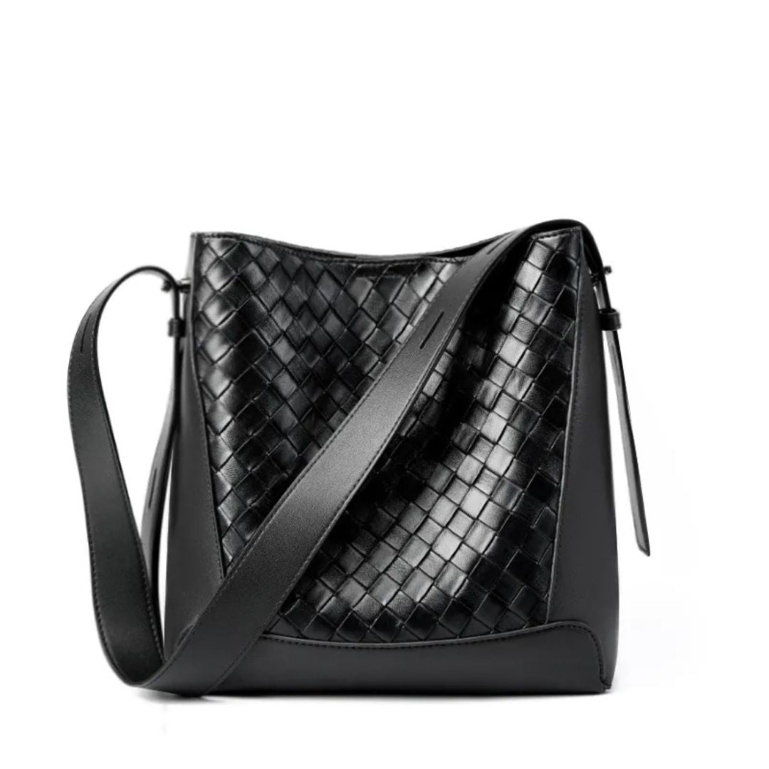 Leder Umhängetasche für Damen ⎜ Modische Schultertasche mit geflochtenem Design und verstellbarem Riemen