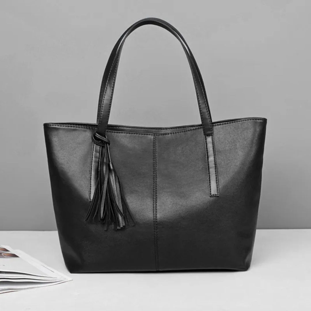 Leder Tasche für Damen ⎜ Geräumige Tote Bag mit Quasten-Details