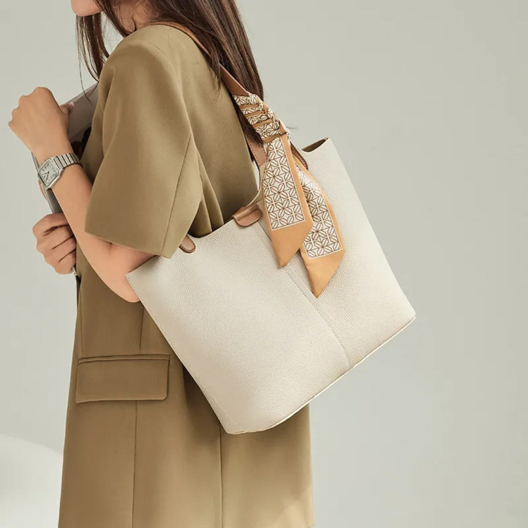 Große Handtasche aus Kunstleder ⎜ Stilvolle Tasche mit Praktischem Design und Modischen Details