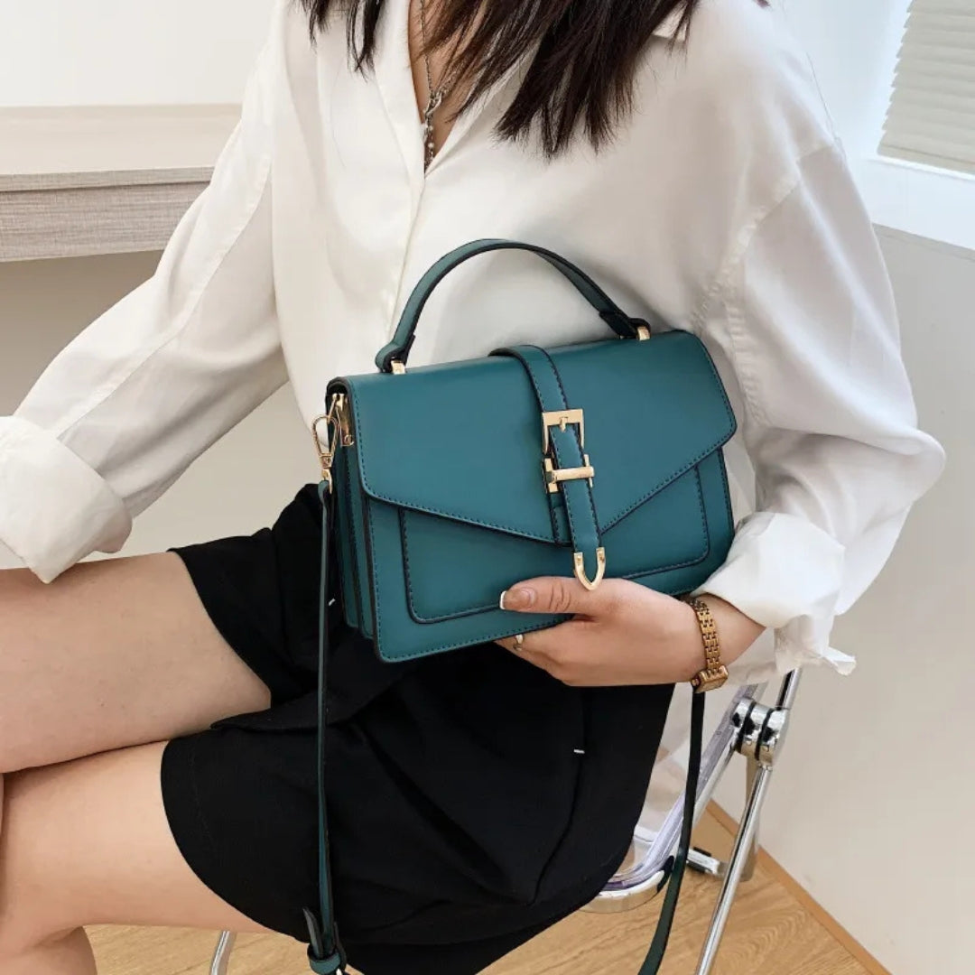 Schultertasche für Damen ⎜ Elegante Handtasche mit Goldener Schnalle und Verstellbarem Riemen