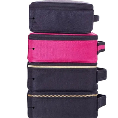 Kosmetiktasche für Damen ⎜ Kompakte Reise-Aufbewahrung mit Fächern und praktischem Pinselhalter