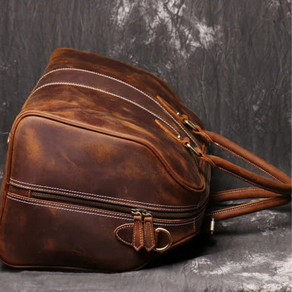 Reisetasche für Herren ⎜ Robuste Ledertasche mit Schultergurt und großer Kapazität