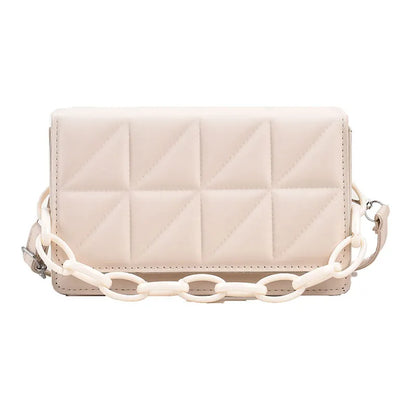 Umhängetasche für Damen ⎜ Modische Handtasche mit Ketten-Detail und geprägtem Lederdesign