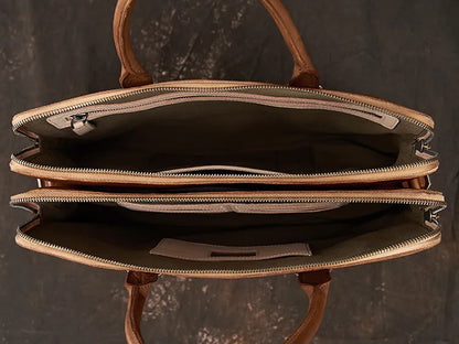 Leder Aktentasche für Herren ⎜ Edle Tasche aus pflanzlich gegerbtem Leder für Business und Freizeit