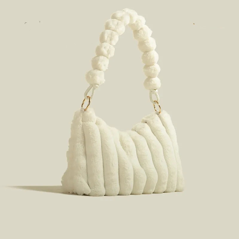 Plüsch Umhängetasche für Damen ⎜ Große Tasche mit weichem Material und stilvollem Design