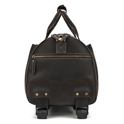 Reisetasche aus Leder ⎜ Große Kapazität mit Rollfunktion für komfortable Reisen