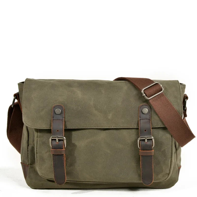 Canvas Umhängetasche für Herren ⎜ Robuste Tasche mit Lederakzenten und verstellbarem Schultergurt