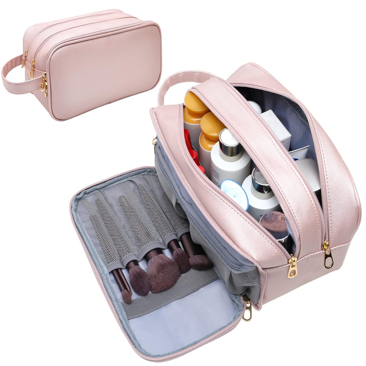 Kosmetiktasche für Damen ⎜ Wasserabweisendes Design mit großer Kapazität und mehreren Reißverschlussfächern
