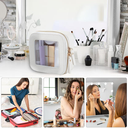 Kosmetiktasche für Damen ⎜ Kompakte Aufbewahrung mit Sichtfenster und Reißverschluss für Kosmetik