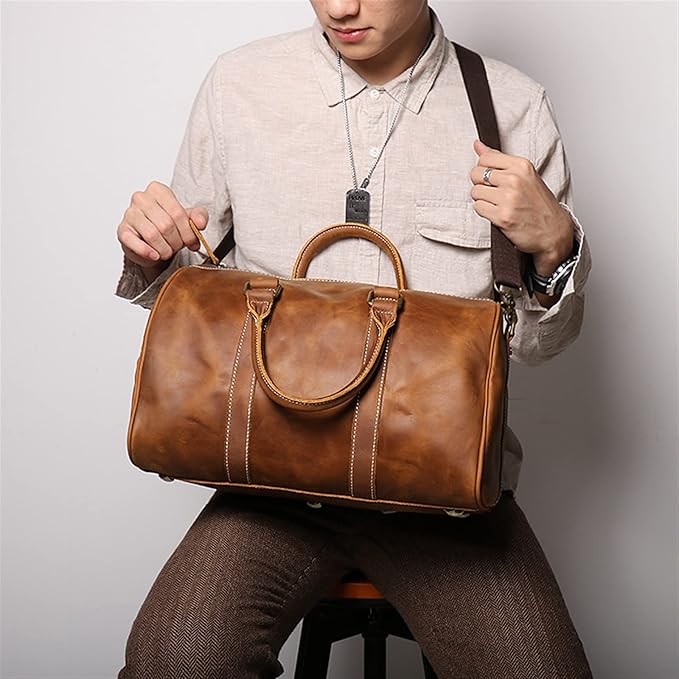 Reisetasche für Herren ⎜ Vintage-Look aus robustem Leder mit viel Stauraum und praktischer Tragbarkeit