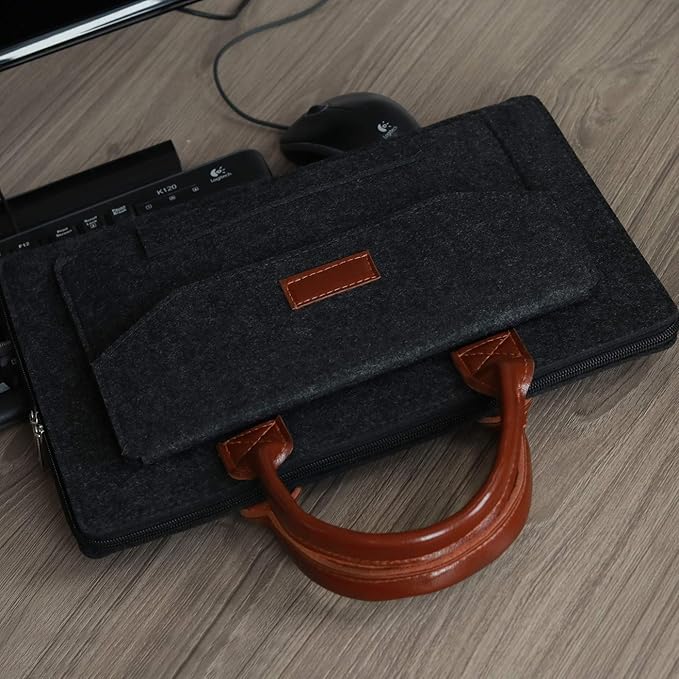 Laptoptasche aus Filz für Herren ⎜ Schützende Umhängetasche mit praktischer Fronttasche und Tragegriffen