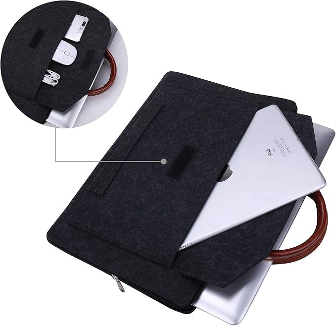 Laptoptasche aus Filz für Herren ⎜ Schützende Umhängetasche mit praktischer Fronttasche und Tragegriffen