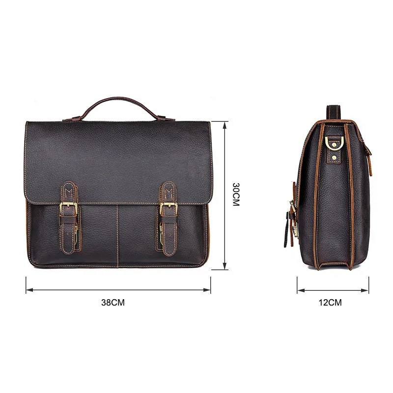 Laptoptasche für Herren ⎜ Retro Aktentasche aus Echtleder mit praktischen Fächern und Schultergurt