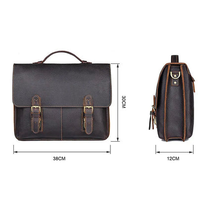 Laptoptasche für Herren ⎜ Retro Aktentasche aus Echtleder mit praktischen Fächern und Schultergurt