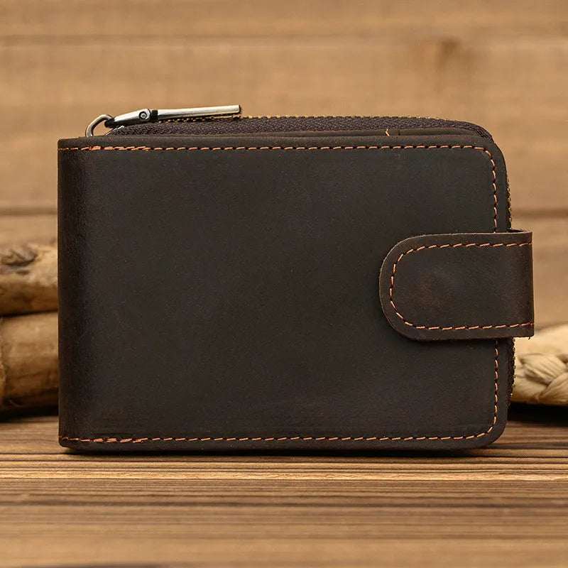 RFID-Kartenhalter für Herren ⎜ Leder-Geldbörse mit Reißverschluss und Platz für mehrere Kartenfächer