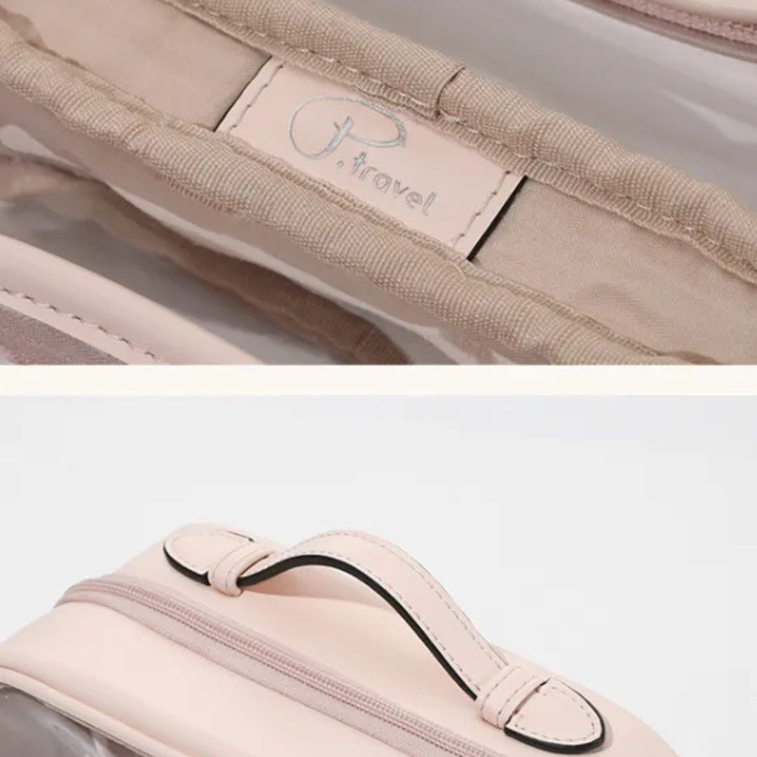 Kosmetiktasche für Damen ⎜ Transparente Hartschale mit Reißverschluss und Praktischem Tragegriff für Reisen
