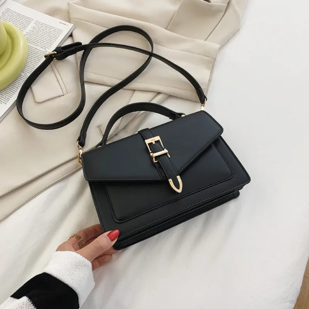 Schultertasche für Damen ⎜ Elegante Handtasche mit Goldener Schnalle und Verstellbarem Riemen