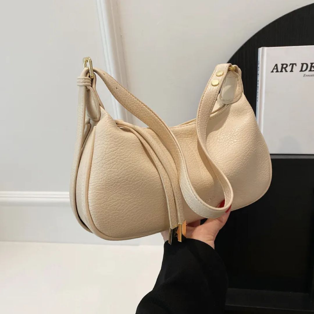 Modische Umhängetasche für Damen ⎜ Schlichte Schultertasche im Dumpling-Design mit verstellbarem Riemen