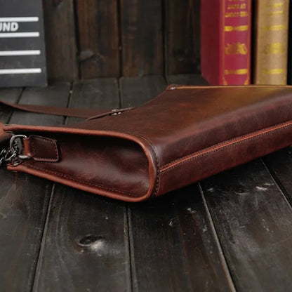 Umhängetasche für Herren ⎜ Retro-Schultertasche aus Kunstleder im Querformat mit Magnetverschluss