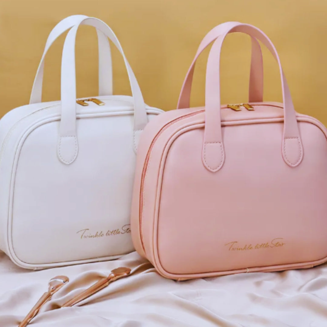 Kosmetiktasche für Damen ⎜ Halbrundes Design mit Tragegriffen und Großer Kapazität für Kosmetik