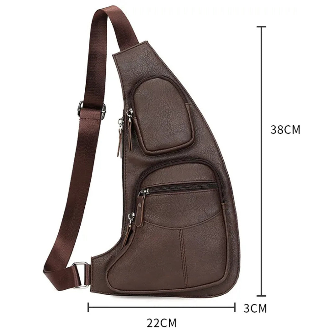 Brusttasche für Herren ⎜ Schlankes Design mit Mehreren Reißverschlüssen und Sicherem Anti-Diebstahl-Tragegurt