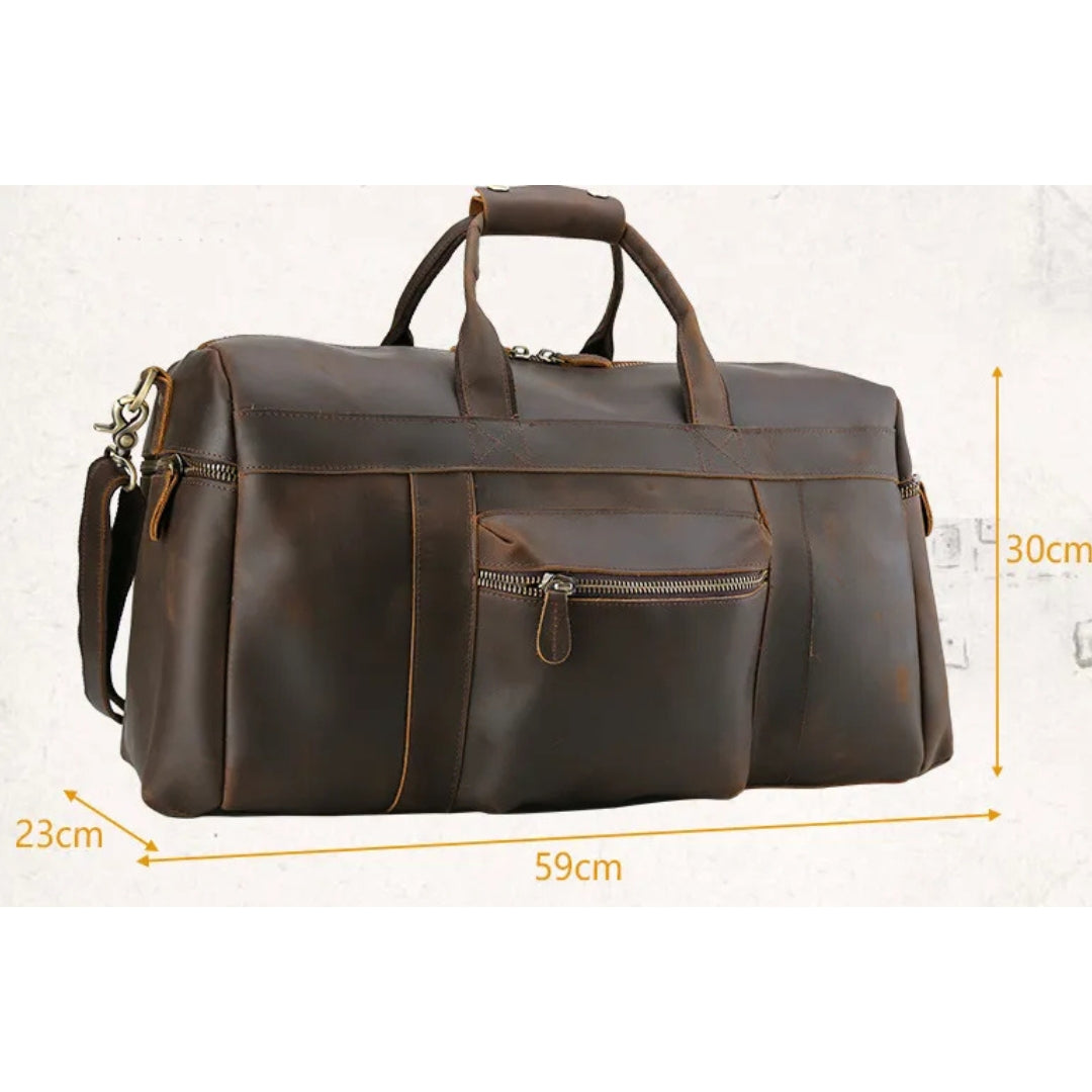 Reisetasche für Herren ⎜ Vintage-Leder mit großzügigem Stauraum und praktischen Fächern