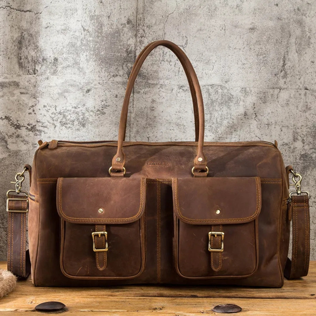 Reisetasche aus Rindsleder für Herren ⎜ Robuste Lederreisetasche mit großem Fassungsvermögen