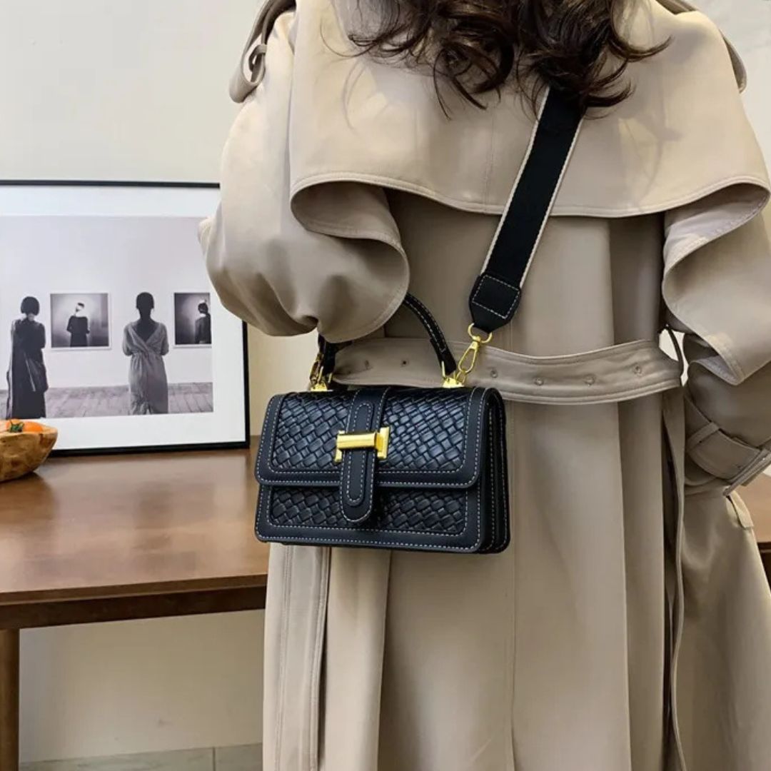 Woven Umhängetasche für Damen ⎜ Kleine Tasche mit geflochtenem Design und praktischem Verschluss