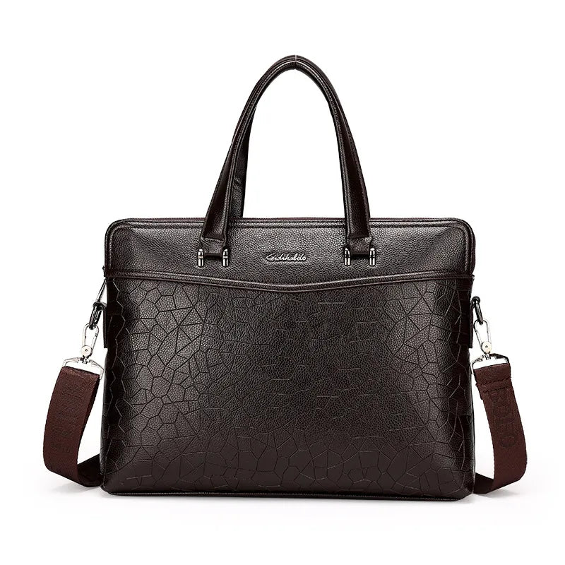 Business Aktentasche für Herren ⎜ Elegante Leder Schultertasche mit zusätzlichem Dokumenten- und Laptopfach