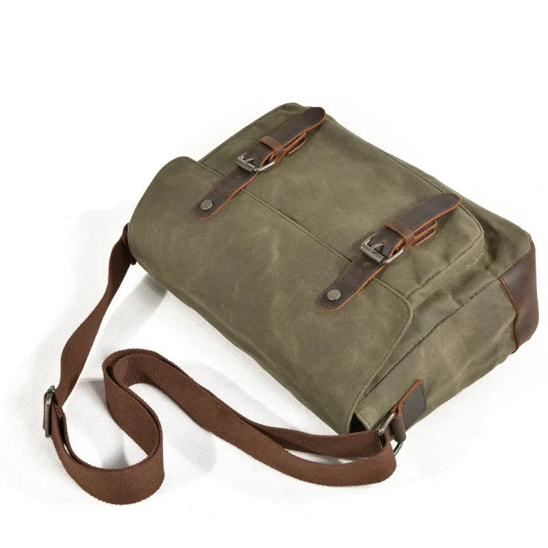 Canvas Umhängetasche für Herren ⎜ Robuste Tasche mit Lederakzenten und verstellbarem Schultergurt