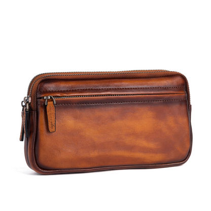 Leder Clutch für Herren ⎜ Stilvolle Tasche mit Reißverschluss und geräumigem Innenfach
