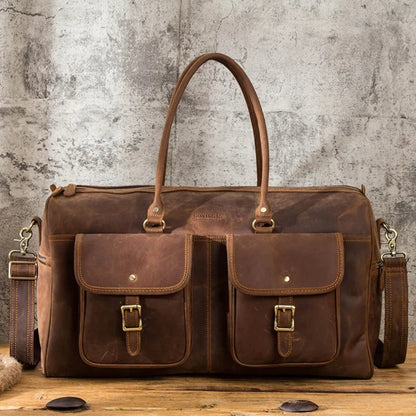 Reisetasche aus Rindsleder für Herren ⎜ Robuste Lederreisetasche mit großem Fassungsvermögen
