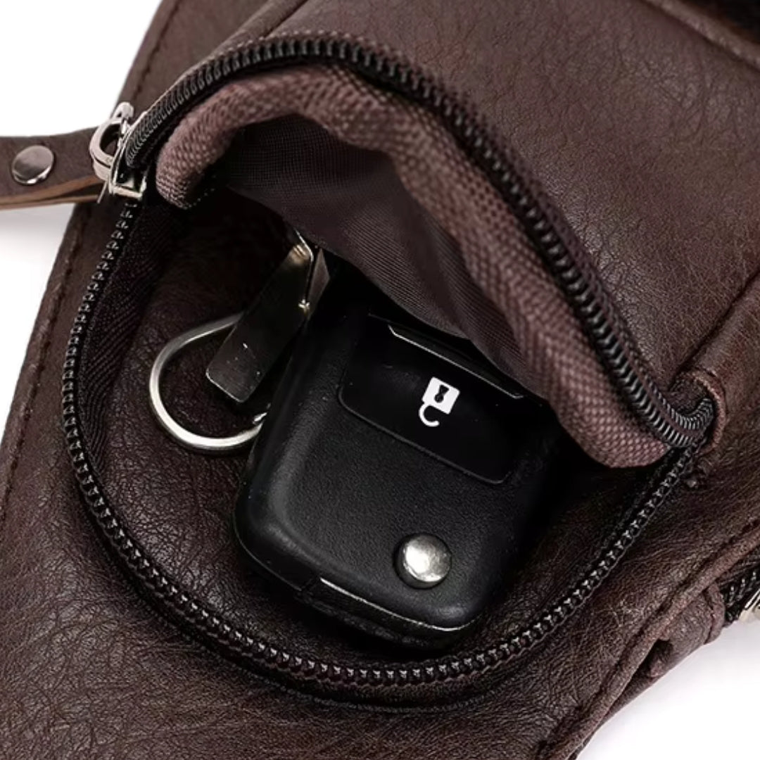 Brusttasche für Herren ⎜ Schlankes Design mit Mehreren Reißverschlüssen und Sicherem Anti-Diebstahl-Tragegurt