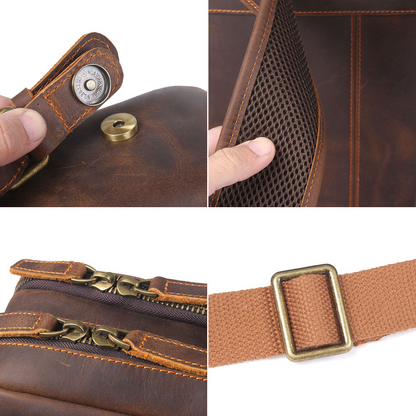 Vintage Leder Rucksack für Herren ⎜ Robuster und geräumiger Begleiter für Alltag und Reisen