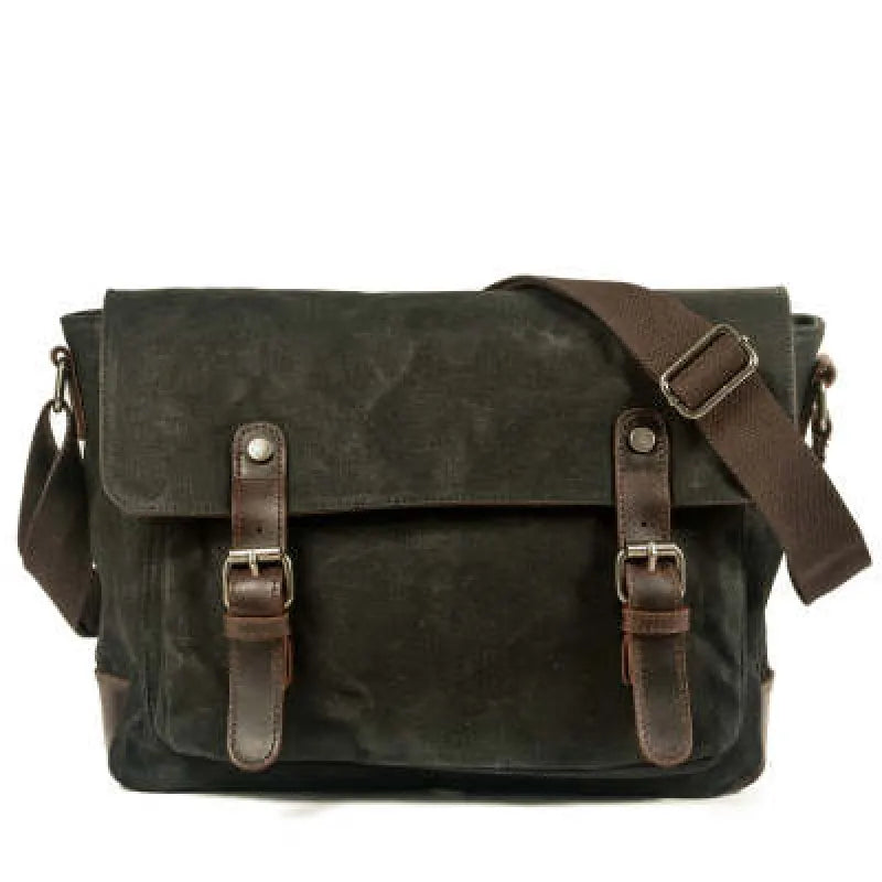 Canvas Umhängetasche für Herren ⎜ Robuste Tasche mit Lederakzenten und verstellbarem Schultergurt