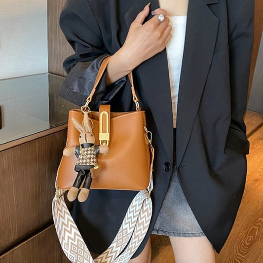 Modische Umhängetasche für Damen ⎜ Handtasche im Eimer-Stil mit eleganter Schnalle und verstellbarem Riemen