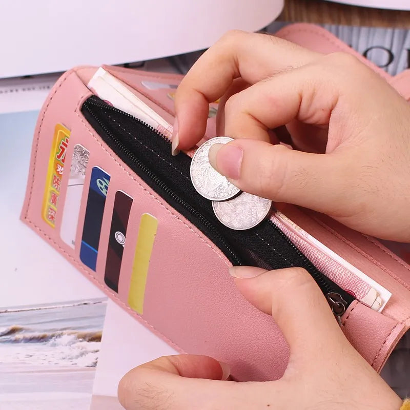 Damen Geldbörse im Langformat ⎜ Tri-Fold Clutch mit großer Kapazität für Karten und Scheine