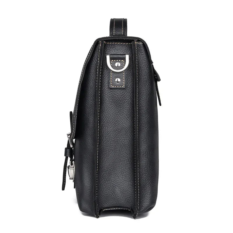 Laptoptasche für Herren ⎜ Retro Aktentasche aus Echtleder mit praktischen Fächern und Schultergurt