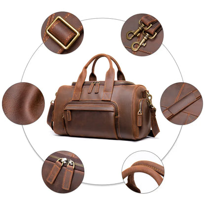 Leder Reisetasche für Herren ⎜ Robuste Handgefertigte Reisetasche mit großem Stauraum