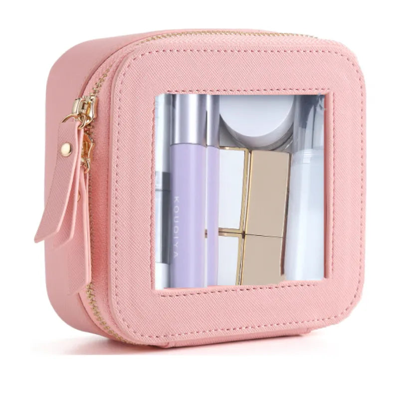 Kosmetiktasche für Damen ⎜ Kompakte Aufbewahrung mit Sichtfenster und Reißverschluss für Kosmetik