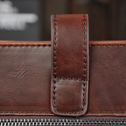 Umhängetasche für Herren ⎜ Retro-Schultertasche aus Kunstleder im Querformat mit Magnetverschluss