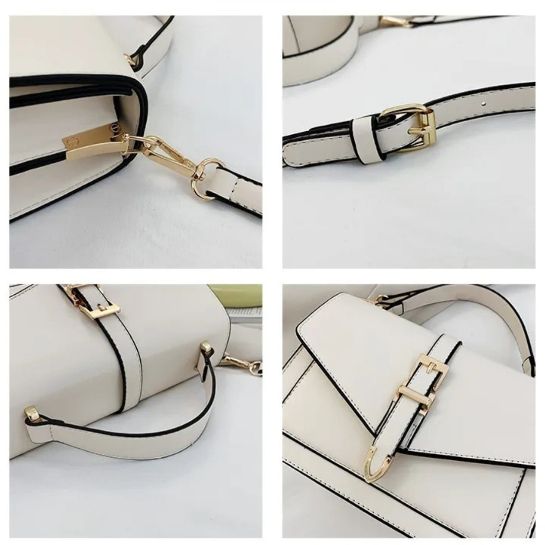 Schultertasche für Damen ⎜ Elegante Handtasche mit Goldener Schnalle und Verstellbarem Riemen