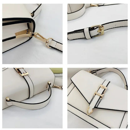 Schultertasche für Damen ⎜ Elegante Handtasche mit Goldener Schnalle und Verstellbarem Riemen