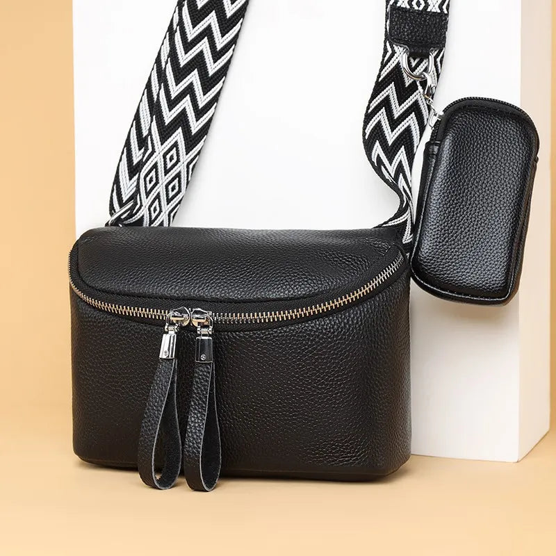 Leder Umhängetasche ⎜ Praktisches Design mit verstellbarem Trageriemen und Etui