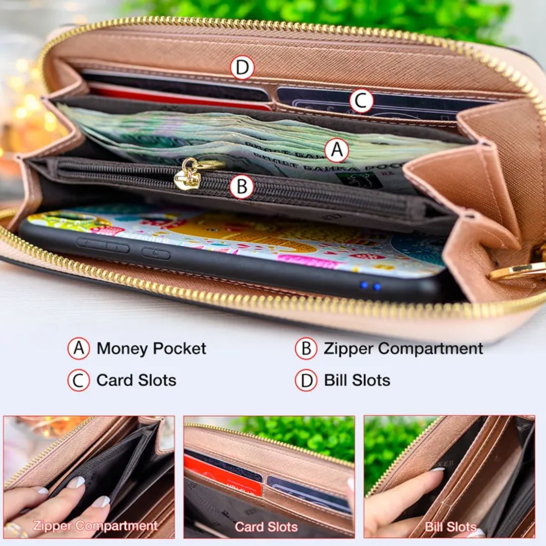 Damen Clutch Geldbörse ⎜ Langbörse mit Münzfach und Kartenfächern