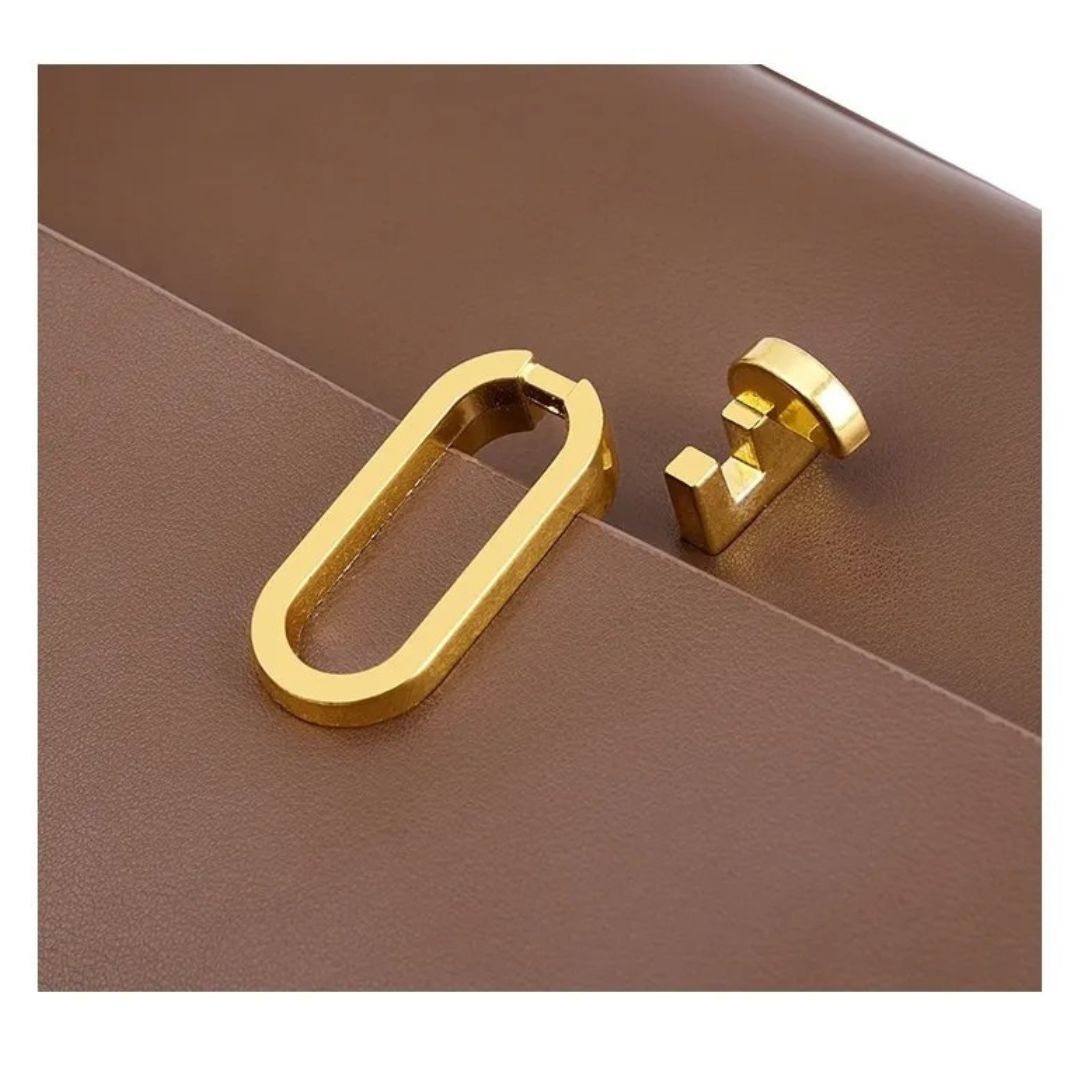 Ledertasche für Damen ⎜ Stilvolle Umhängetasche mit goldener Schnalle und verstellbarem Träger