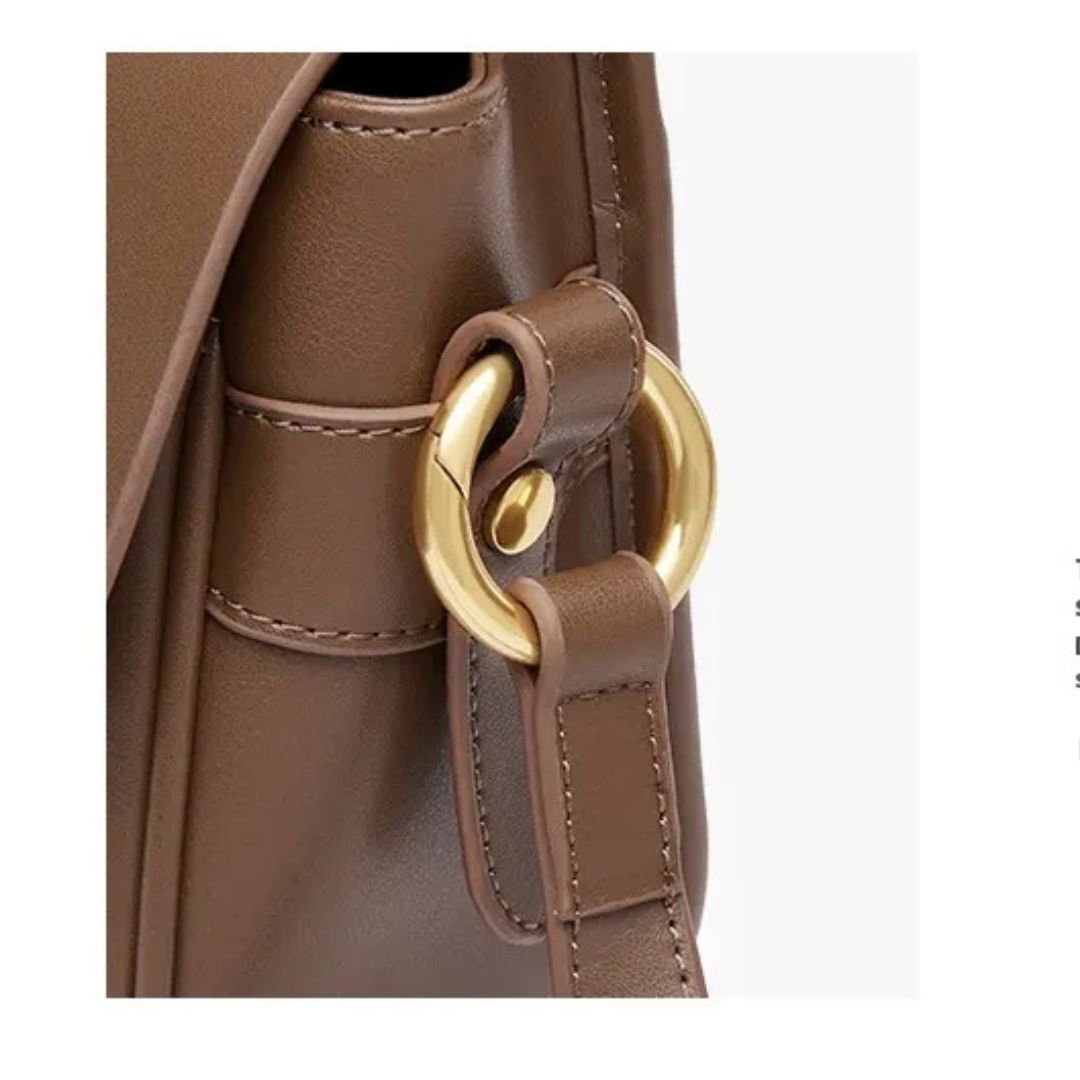 Ledertasche für Damen ⎜ Stilvolle Umhängetasche mit goldener Schnalle und verstellbarem Träger