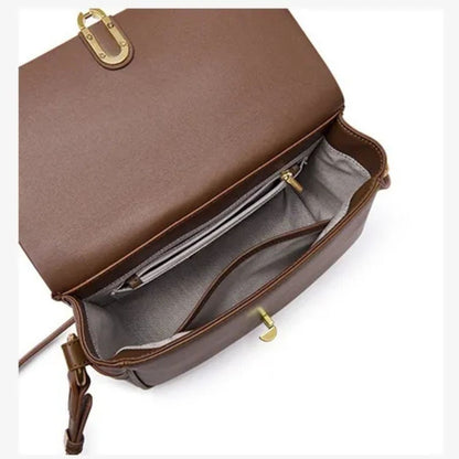 Ledertasche für Damen ⎜ Stilvolle Umhängetasche mit goldener Schnalle und verstellbarem Träger