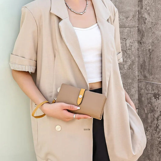 Damen Geldbörse ⎜ Multifunktionale Clutch im Kontrast-Design mit Reißverschluss und praktischen Fächern